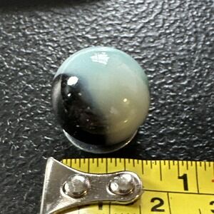 Akro Agate Peltier Art Swirl Glass Marble Vintage Blue/black/White